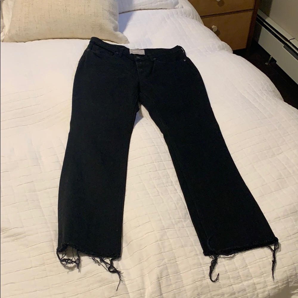 Everlane High Rose Kick Crop Black Jeans